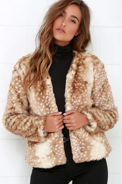 Faux Fawn Fur Jacket